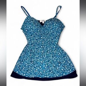 lei Teal Floral Y2K Tank Top Size XL